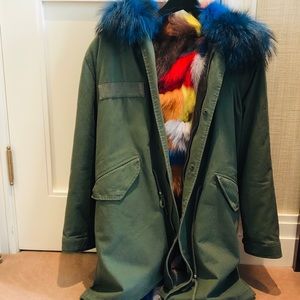 Army Parka with Patch Fox and Raccoon Fur Interior
